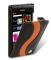 Чехол-раскладной для Nokia N9 Melkco Jacka черный c оранжевой полосой