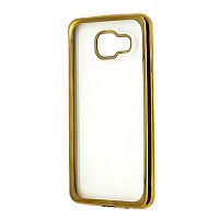 Чехол-накладка для Samsung Galaxy A3 2016 Металлическая окантовка золотой