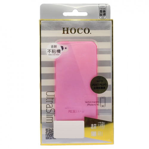 Чехол-накладка для iPhone 4/4S Hoco TPU Crystal case розовый фото 2