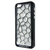 Чехол-накладка для iPhone 5/5S Swarovski соты с белыми стразами черный