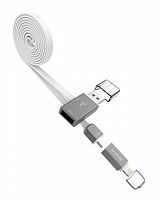 Кабель USB 2 в 1 MicroUSB/Apple iPhone 5 Hoco UPL03 Data-Sharing белый