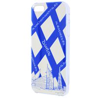 Чехол-накладка для iPhone 5/5S Usams City Series белый с синей полосой