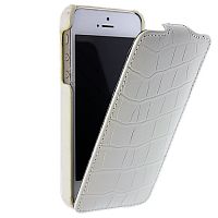 Чехол-раскладной для iPhone 5/5S/SE Melkco Crocodile белый  
