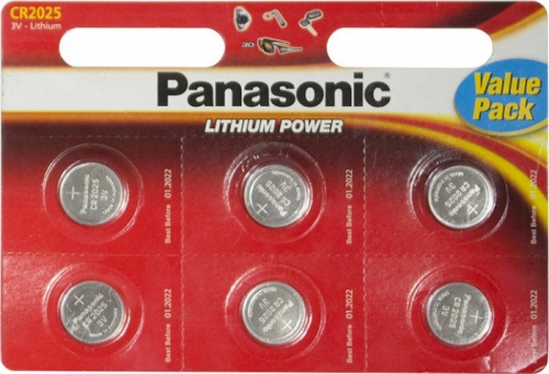 Элемент питания Panasonic CR2025 Power Cells B6																						