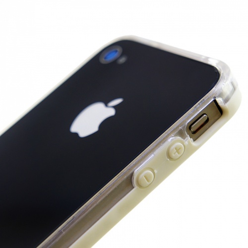 Бампер для iPhone 4/4S пластик+силикон прозрачно-белый фото 3