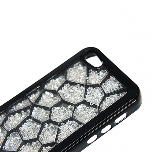 Чехол-накладка для iPhone 5/5S Swarovski соты с белыми стразами черный фото 2