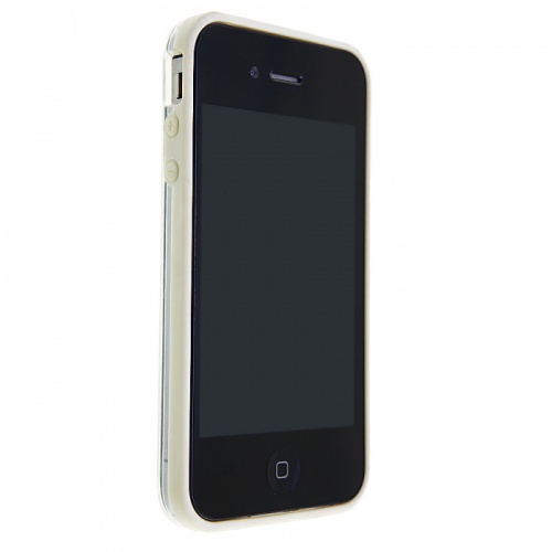 Бампер для iPhone 4/4S пластик+силикон прозрачно-белый
