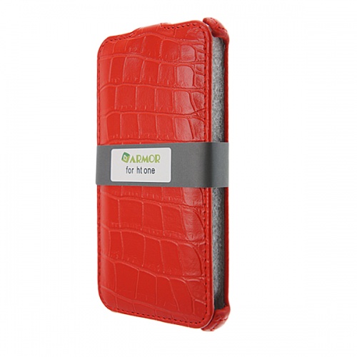 Чехол-раскладной для HTC One М7 Armor Crocodile красный фото 2