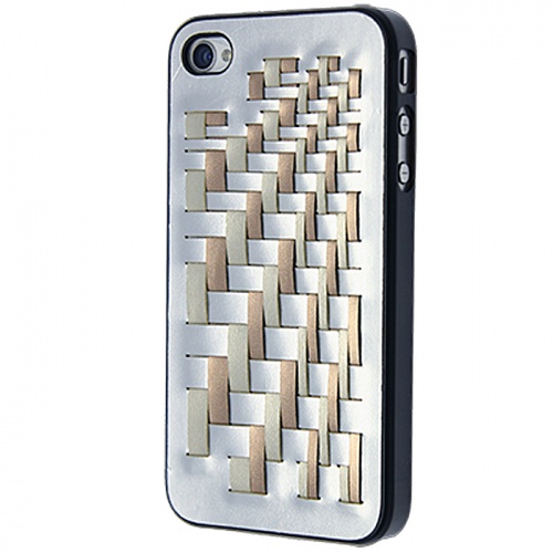 Чехол-накладка для iPhone 4/4S EM3 Плетенка серый