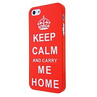 Чехол-накладка для iPhone 5/5S OCS Keep calm Karry me home пластик красный