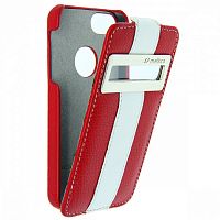 Чехол-раскладной для iPhone 5/5S/SE Melkco ID LE красный/белый 