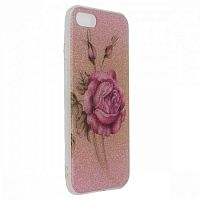 Чехол-накладка для iPhone 7/8 Lovers с блестками Flowers розовый