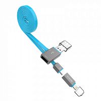 Кабель USB 2 в 1 MicroUSB/Apple iPhone 5 Hoco UPL03 Data-Sharing синий