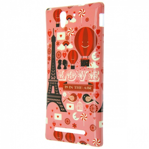 Чехол-накладка для Sony Xperia C3 Slip TPU Paris Love is in the Air