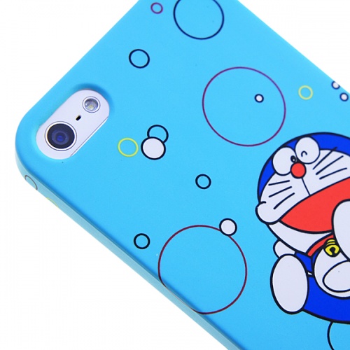 Чехол-накладка для iPhone 5/5S OCS Doraemon пластик голубой фото 3
