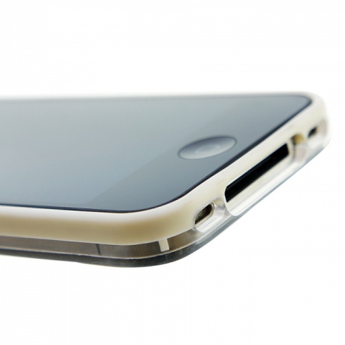 Бампер для iPhone 4/4S пластик+силикон прозрачно-белый фото 2